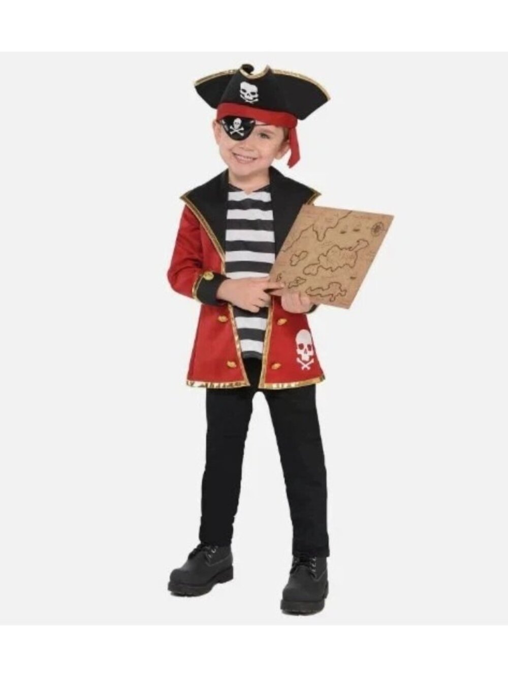 Kids Pirate Costume With Jacket/ Shirt & Skull Hat Halloween dress up Gasparilla